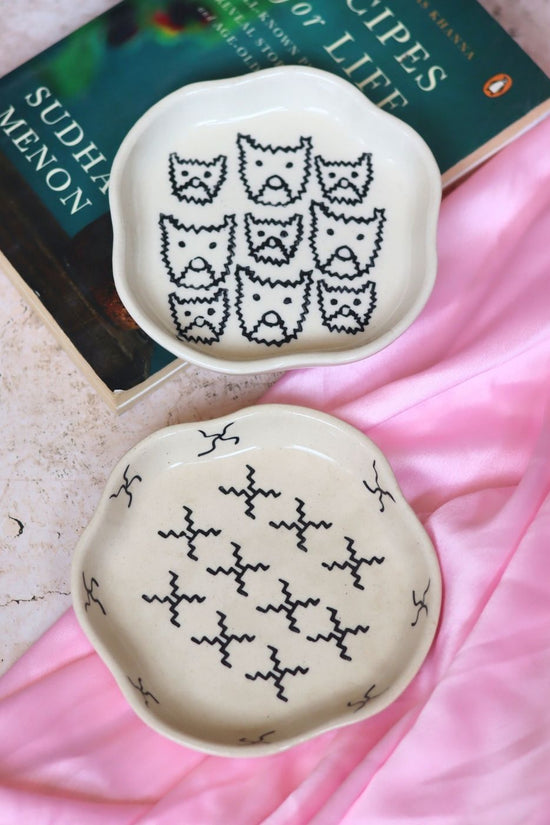 Crosses & Cats Handmade Dessert Plate Handmade in india