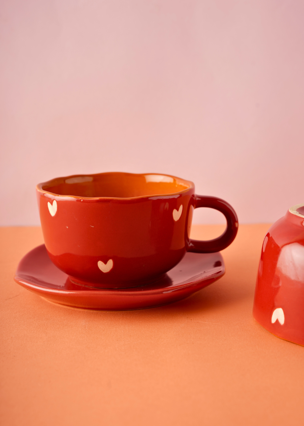 Cupid Cup & Handmade Dessert Plate made by ceramic