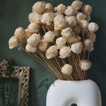 Dried natural white gulaab bunch in vase 
