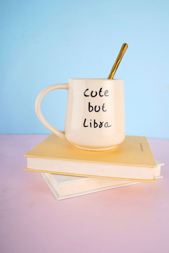 handmade cute but libra mug