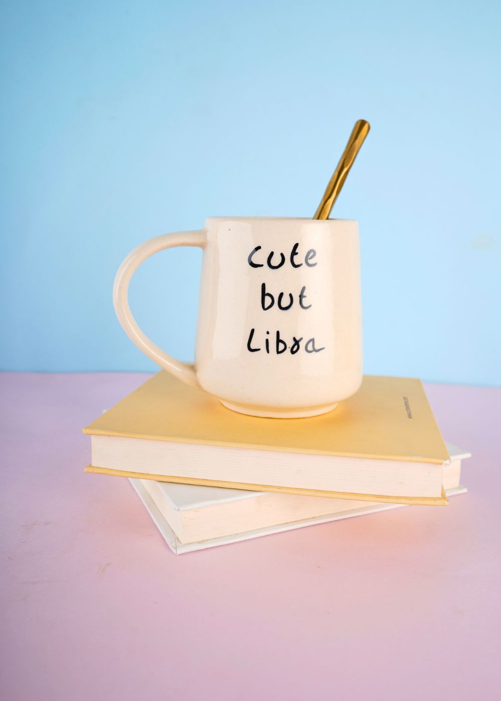 handmade cute but libra mug