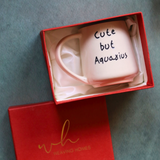 cute but aquarius mug in a gift box handmade in india