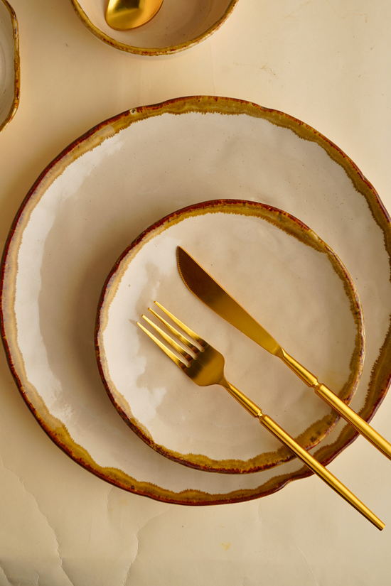 ivory stoneware dinner & snack plates made by ceramic 