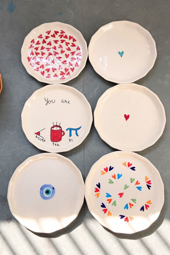 Handmade Set of 6 Love Bites Snack Plate (for the price of 5)