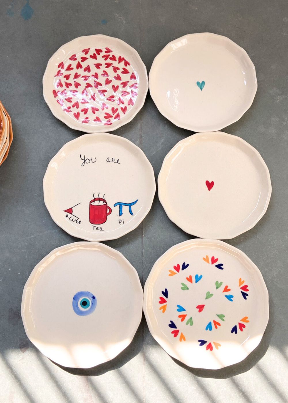 Handmade Set of 6 Love Bites Snack Plate (for the price of 5)