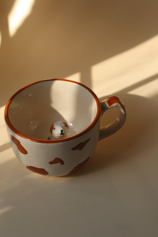 Handmade ceramic dog mug