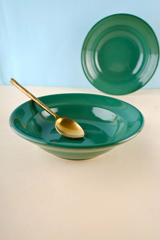 handmade sea green pasta plate