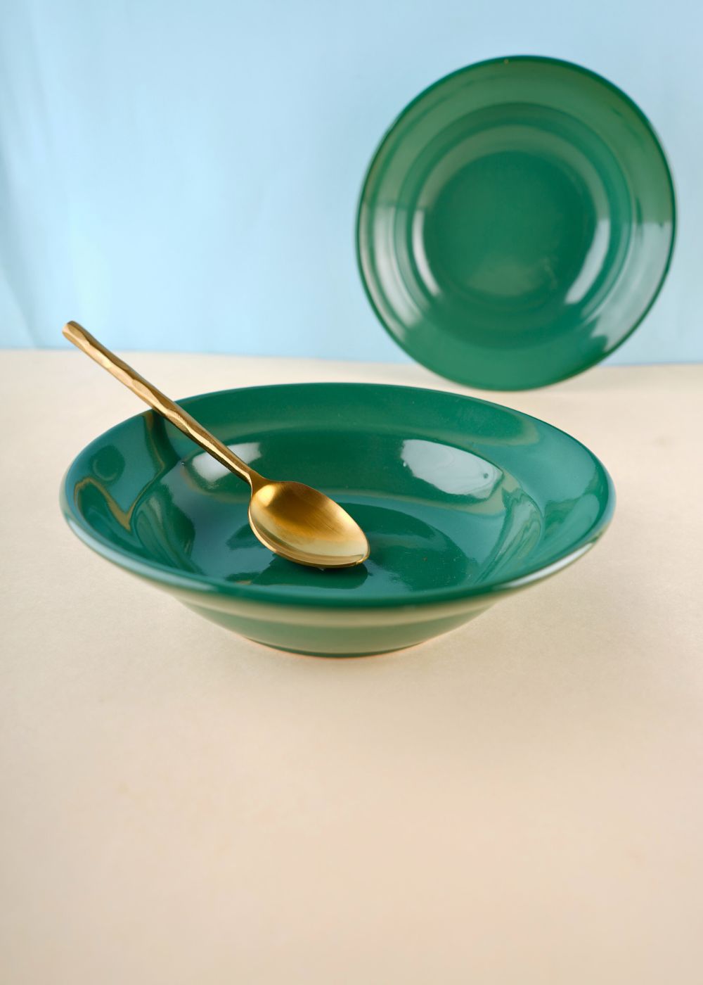 handmade sea green pasta plate