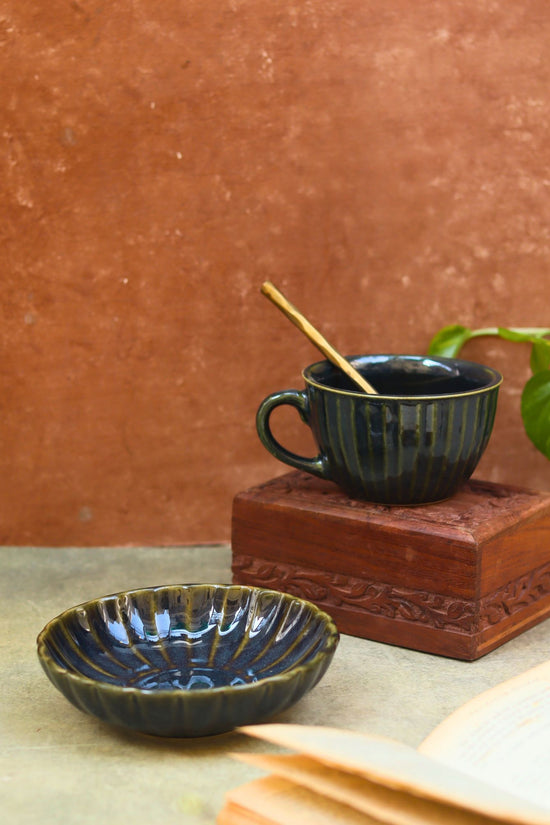 handmade Set of 2 - Cozy Soup Cup & Blue Blossom Bowl combo