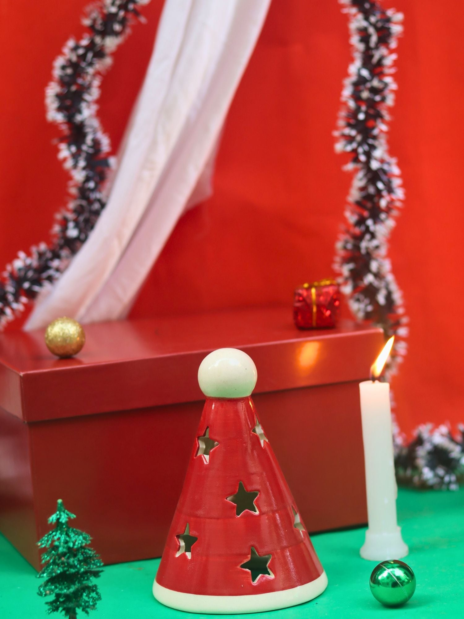 Lead free Santa's Cap tea light Diffuser in a Gift Box