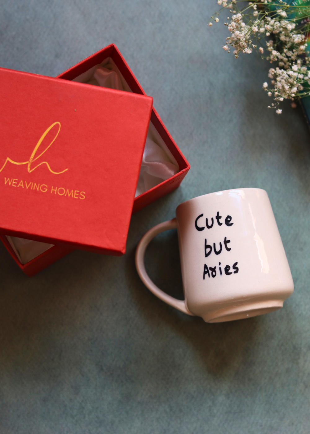 cute but aries mug handmade in india