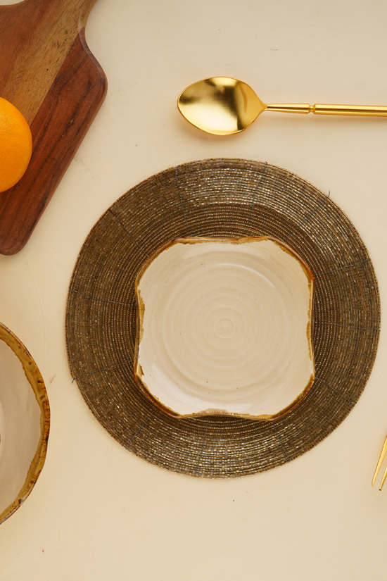Ivory stoneware dessert plate 