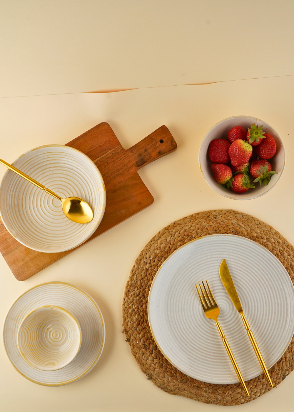 pearl white dinner set handmade in india