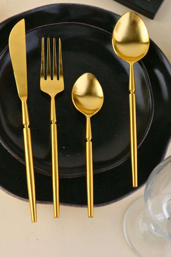 golden cutlery set with premium golden color