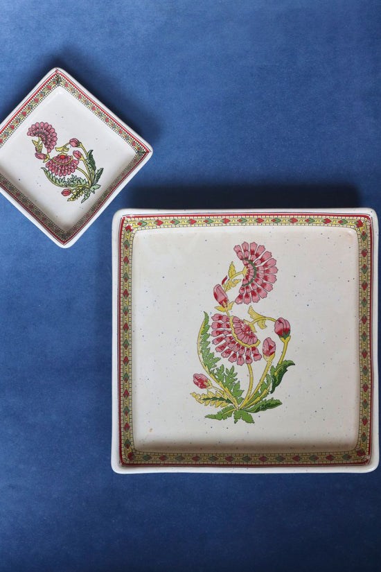 handmade red motif platter