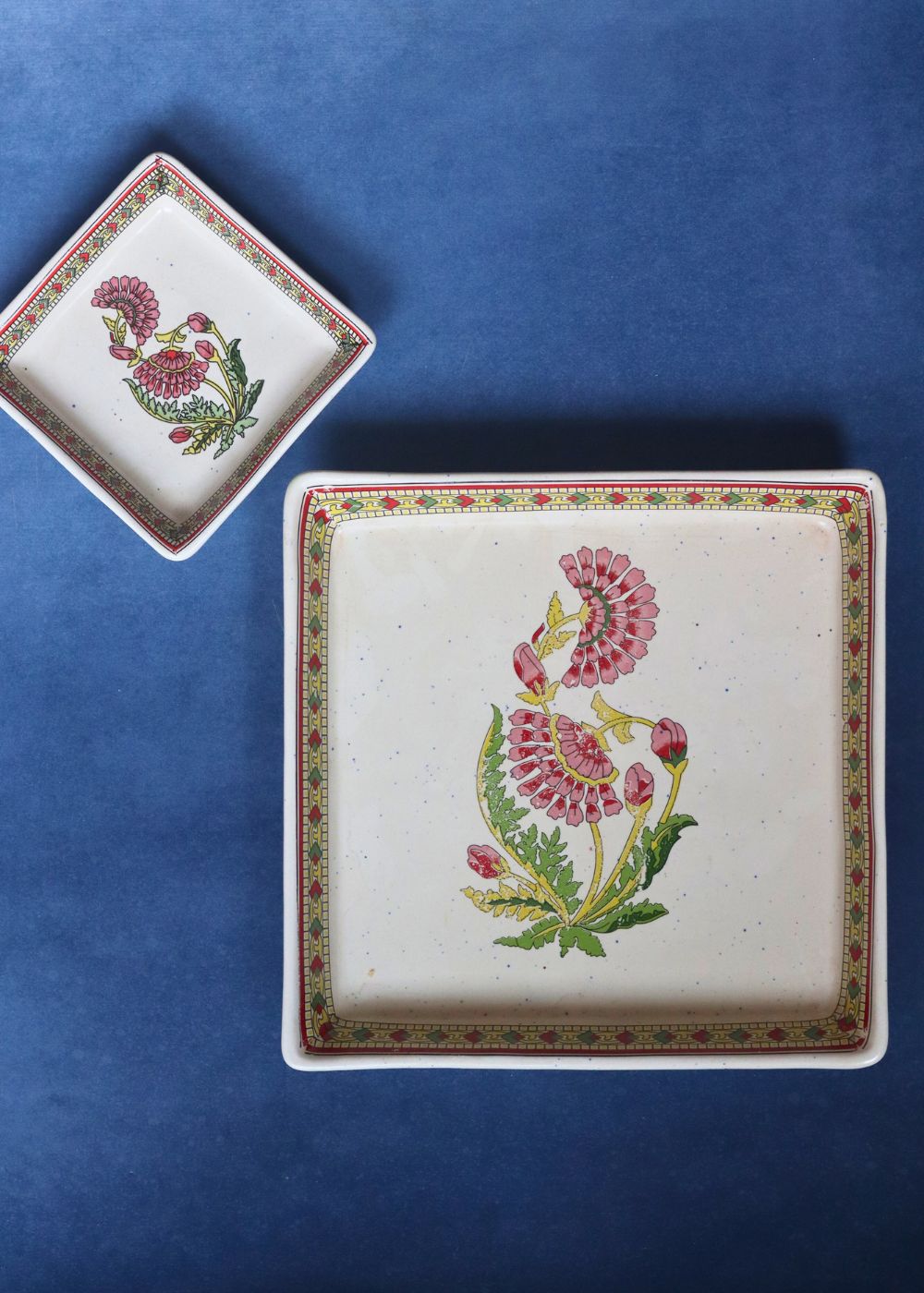 Red Motif Platter - Set of two handmade in india