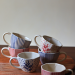 handmade red & blue handmade mugs set of 6 combo for the price of 5