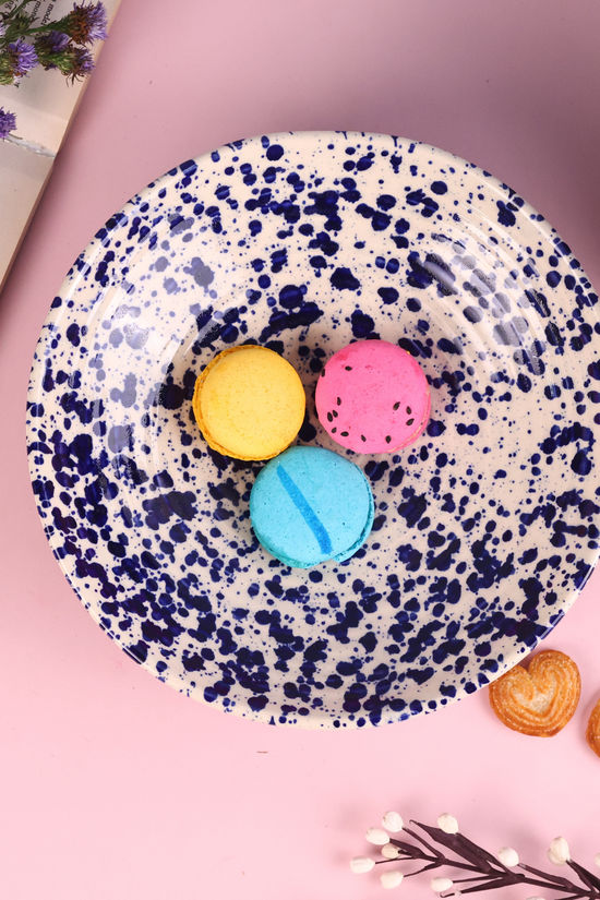 Blue flecked pasta bowl handmade ceramic