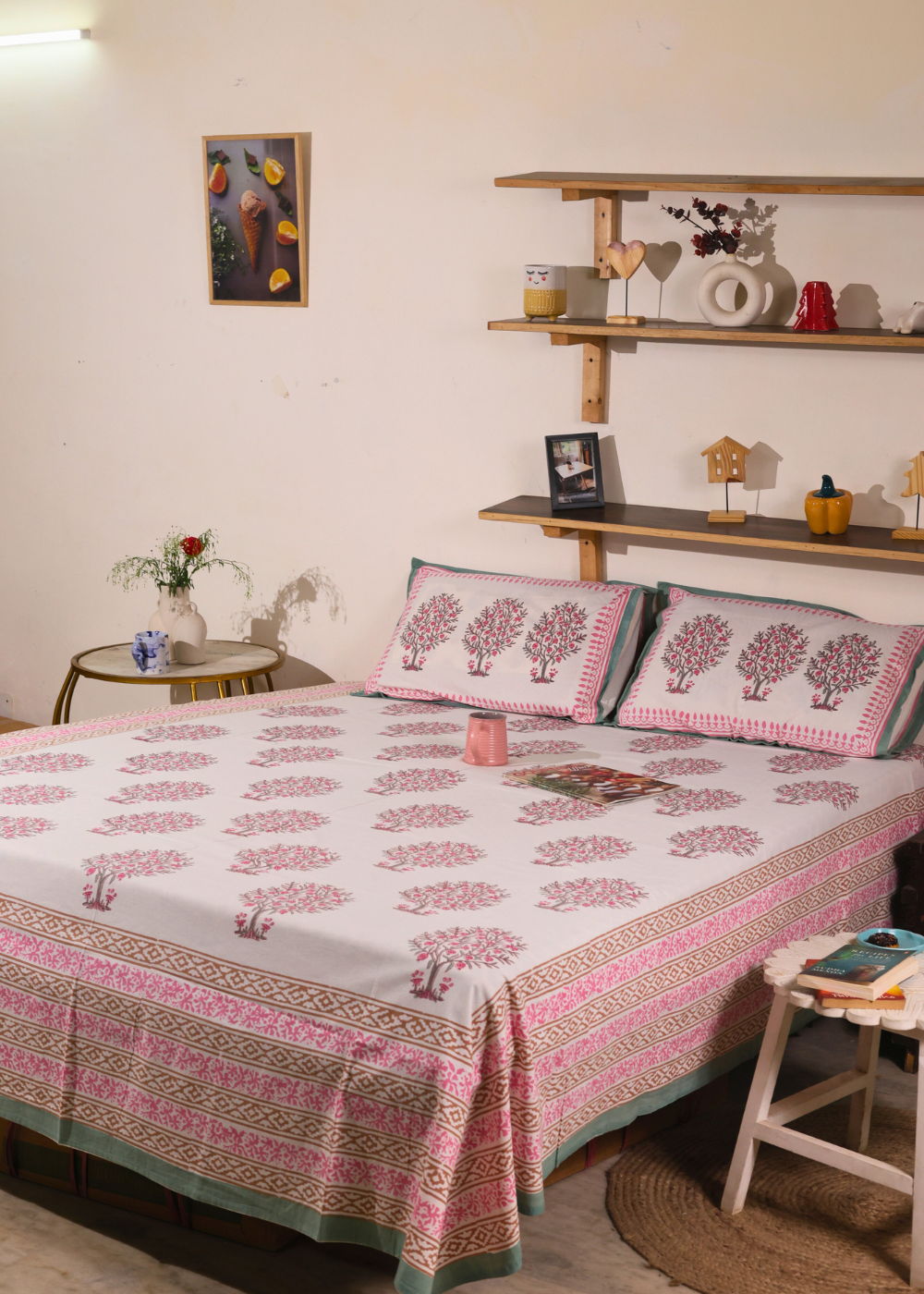 White beautiful bedsheet with pillows on bed