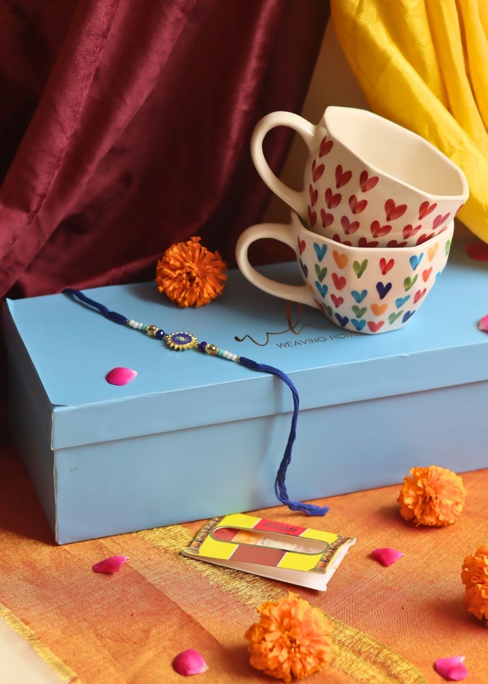 Handmade Heart & LoveisLove Mugs Rakhi Gift Box