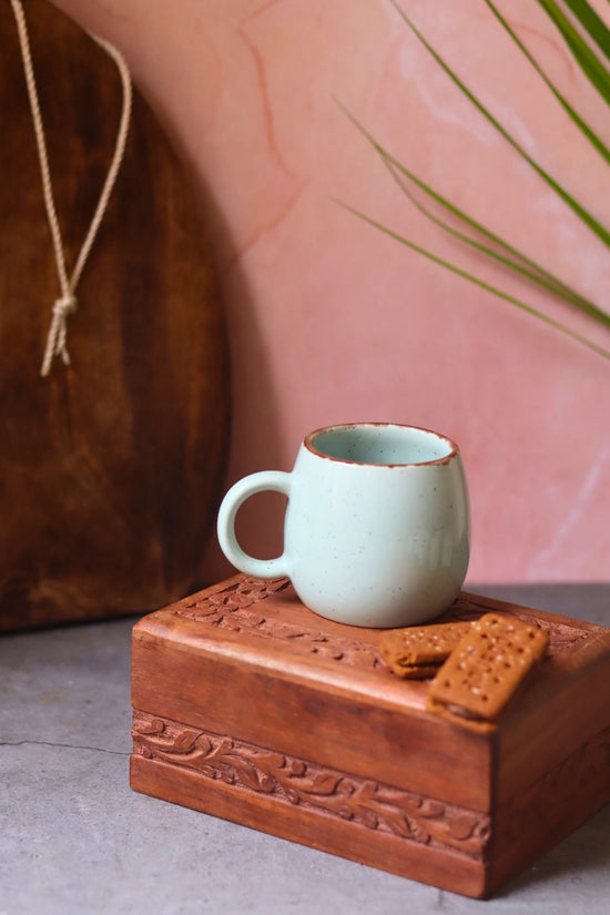 handmade Cool Blue Ovule Shape Tea Cups - Set of 6