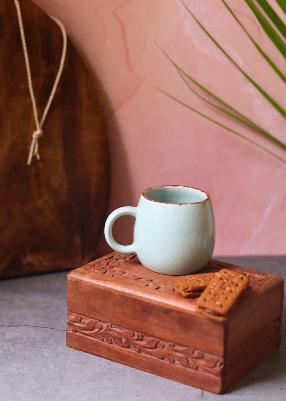 handmade Cool Blue Ovule Shape Tea Cups - Set of 6