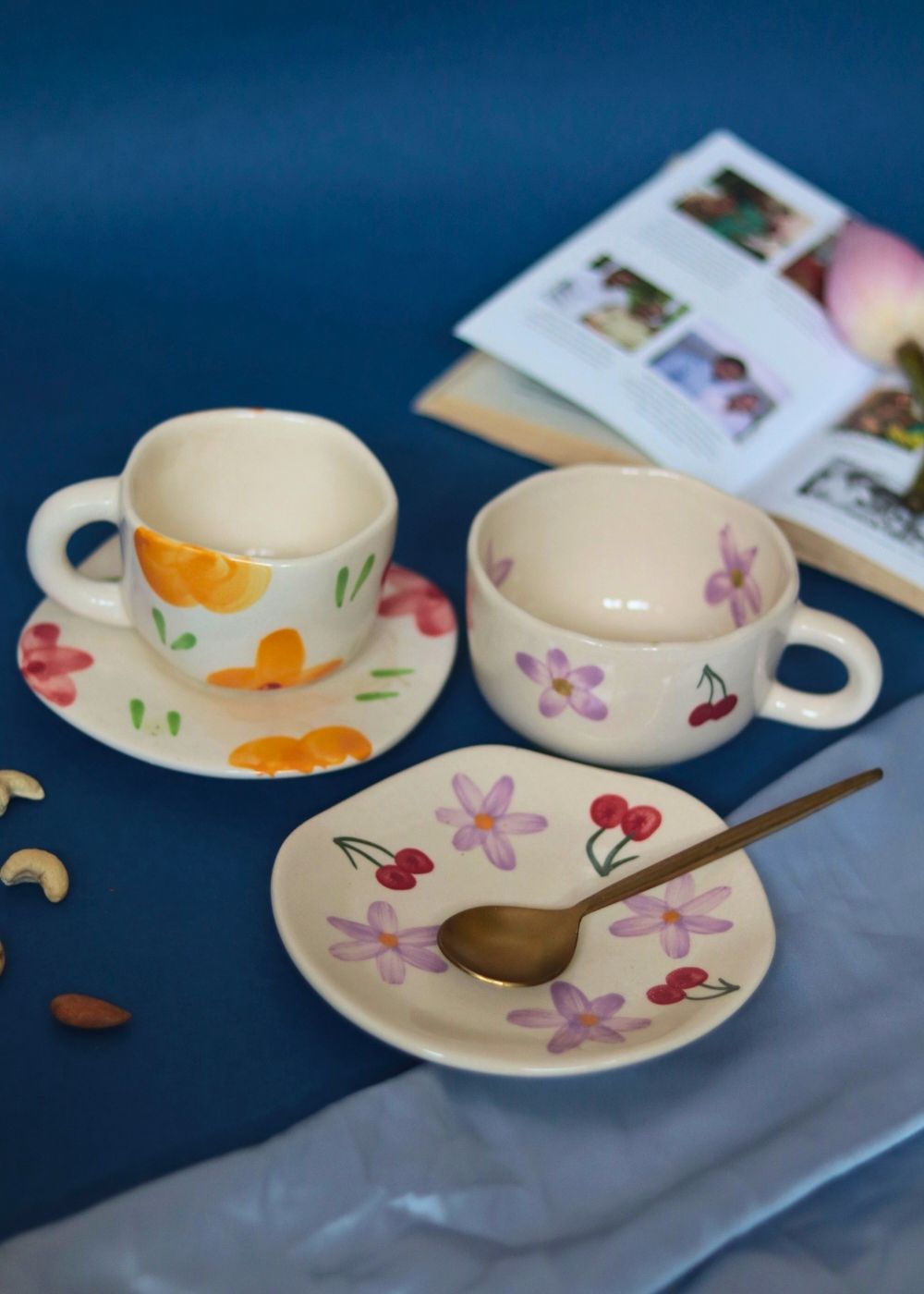 Handmade Floral Bloom & Cherry Fields Cup & Saucer