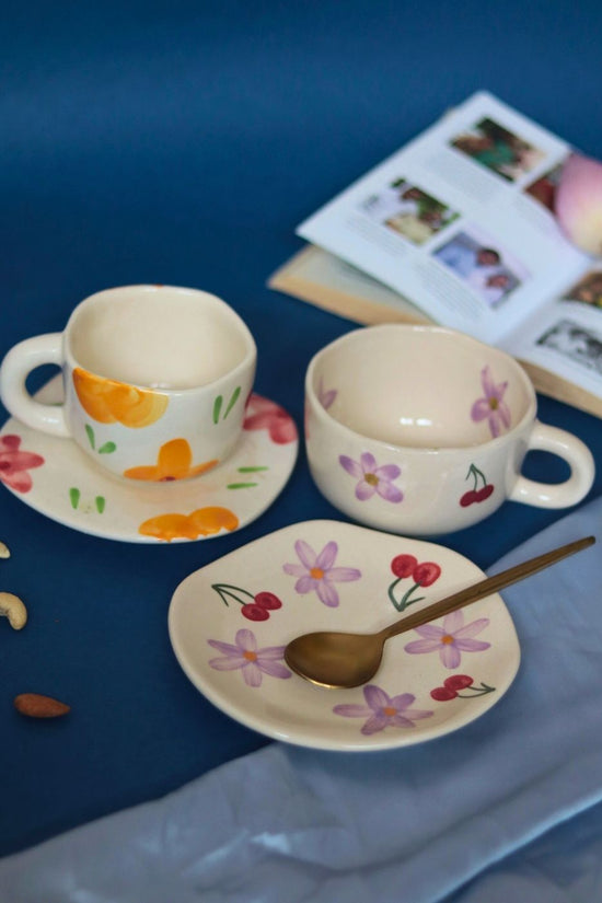 Handmade Floral Bloom & Cherry Fields Cup & Saucer
