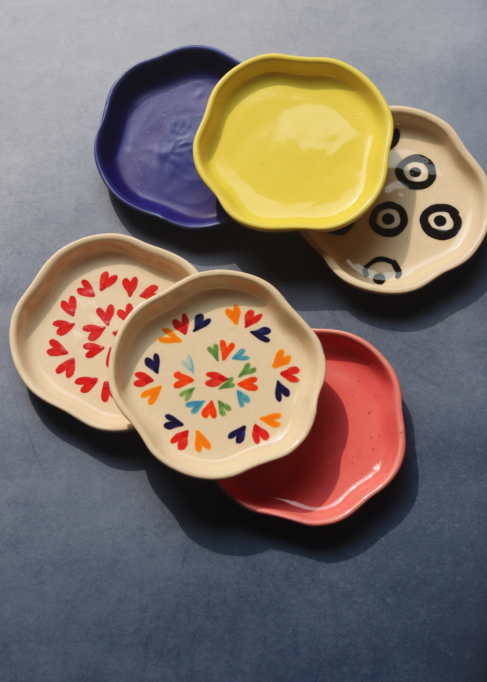 heart & neutrals handmade dessert plate made by ceramic 