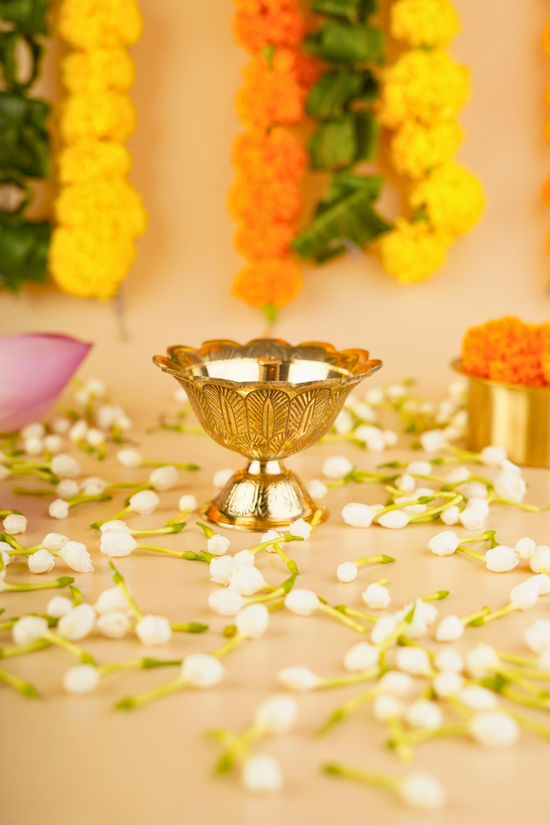Golden brass diya for puja & prayers 