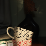 handmade polka mugs with red & black colors 