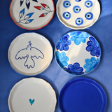 handmade blue snack plates set of 6 for the price of 5 made by ceramic 