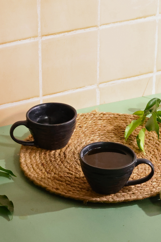 black twirl coffee mug