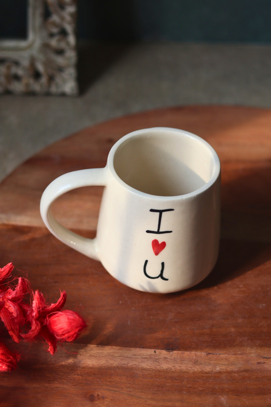 White & black i heart you mug 
