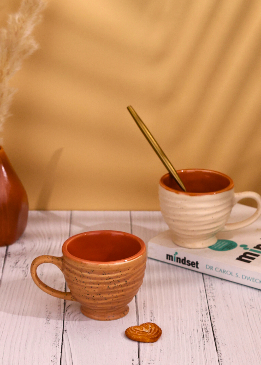 handmade brown & cream torrent chai cup