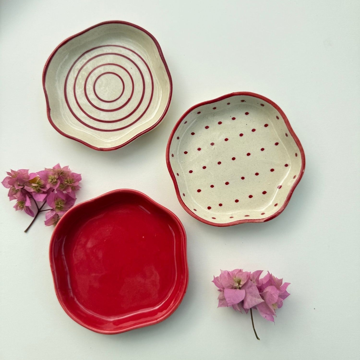 Set of 3 - Treaty treat Dessert Plates combo made by ceramic