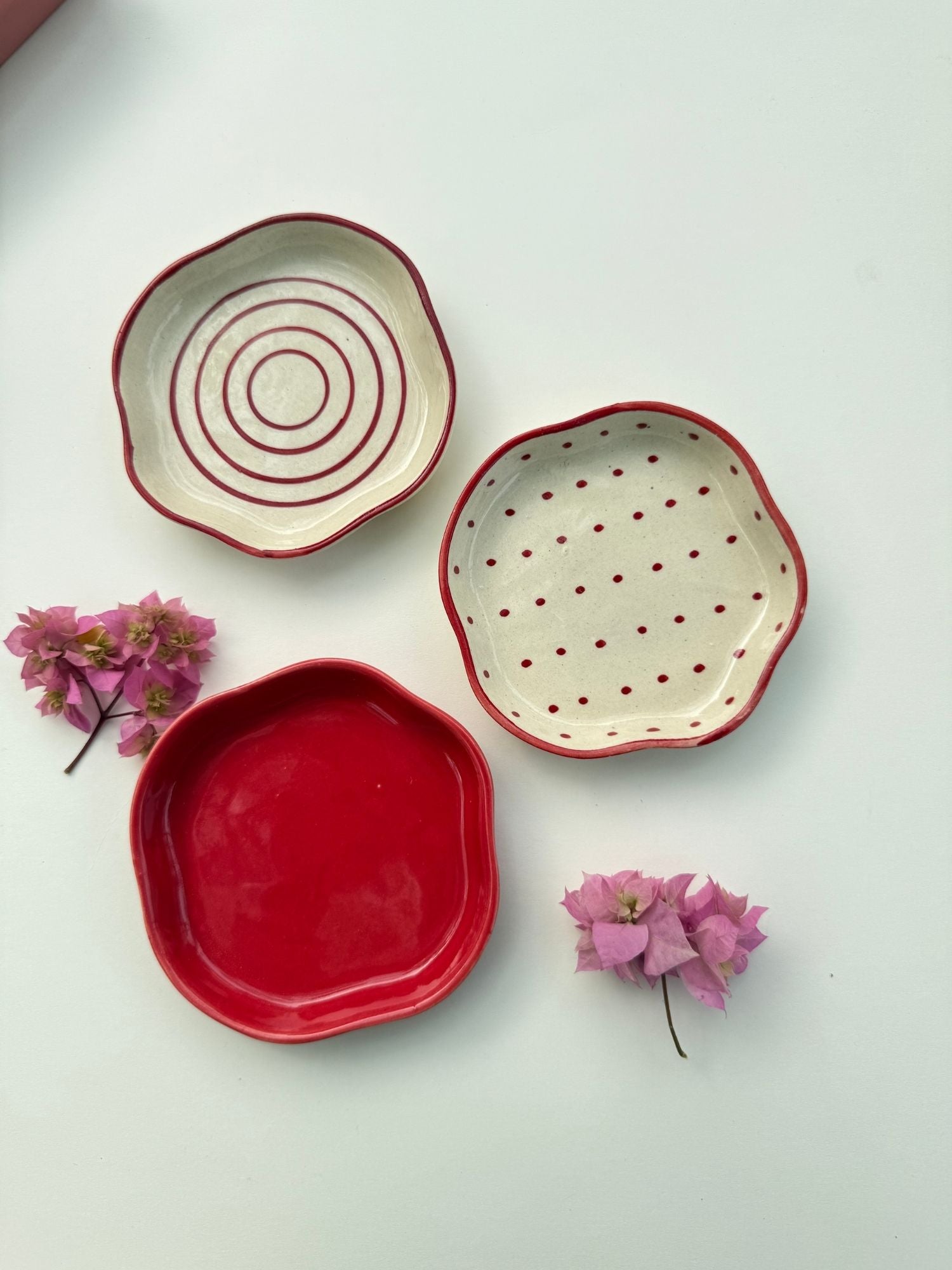 Set of 3 - Treaty treat Dessert Plates combo made by ceramic