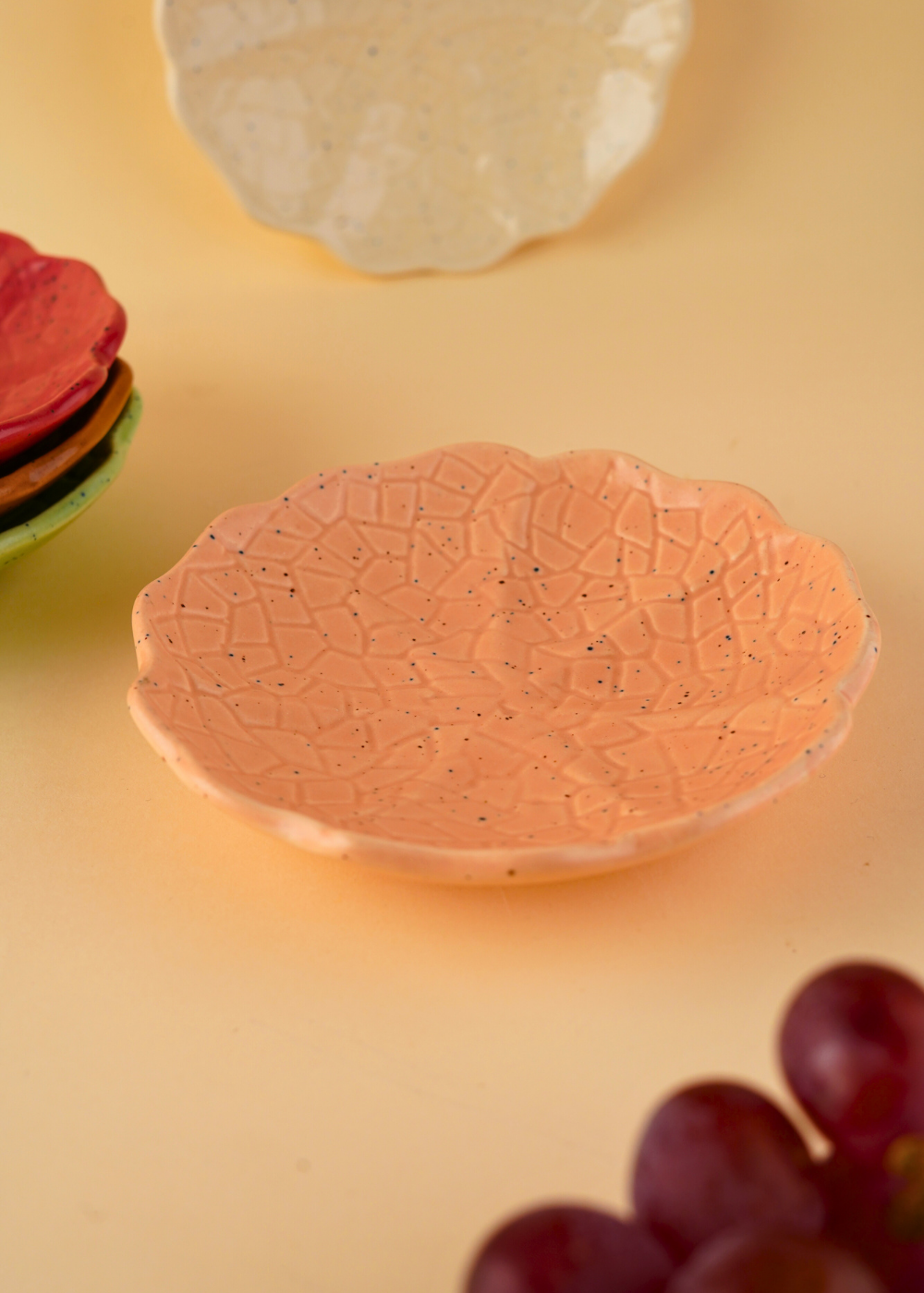 peach cabbage handmade dessert plate made by ceramic 