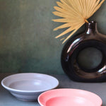 grey & rosy pink pasta plates set of two combo