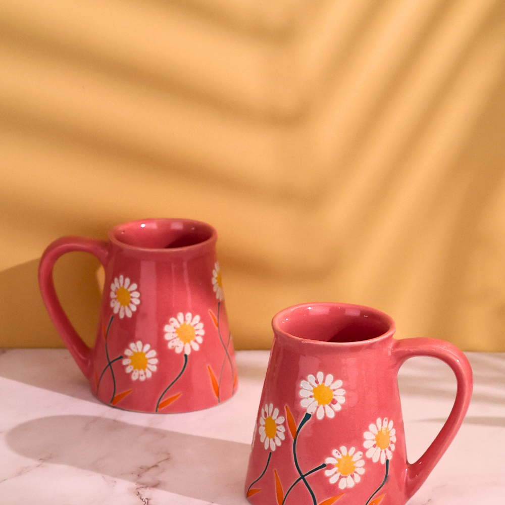 Pink spring coffee mugs