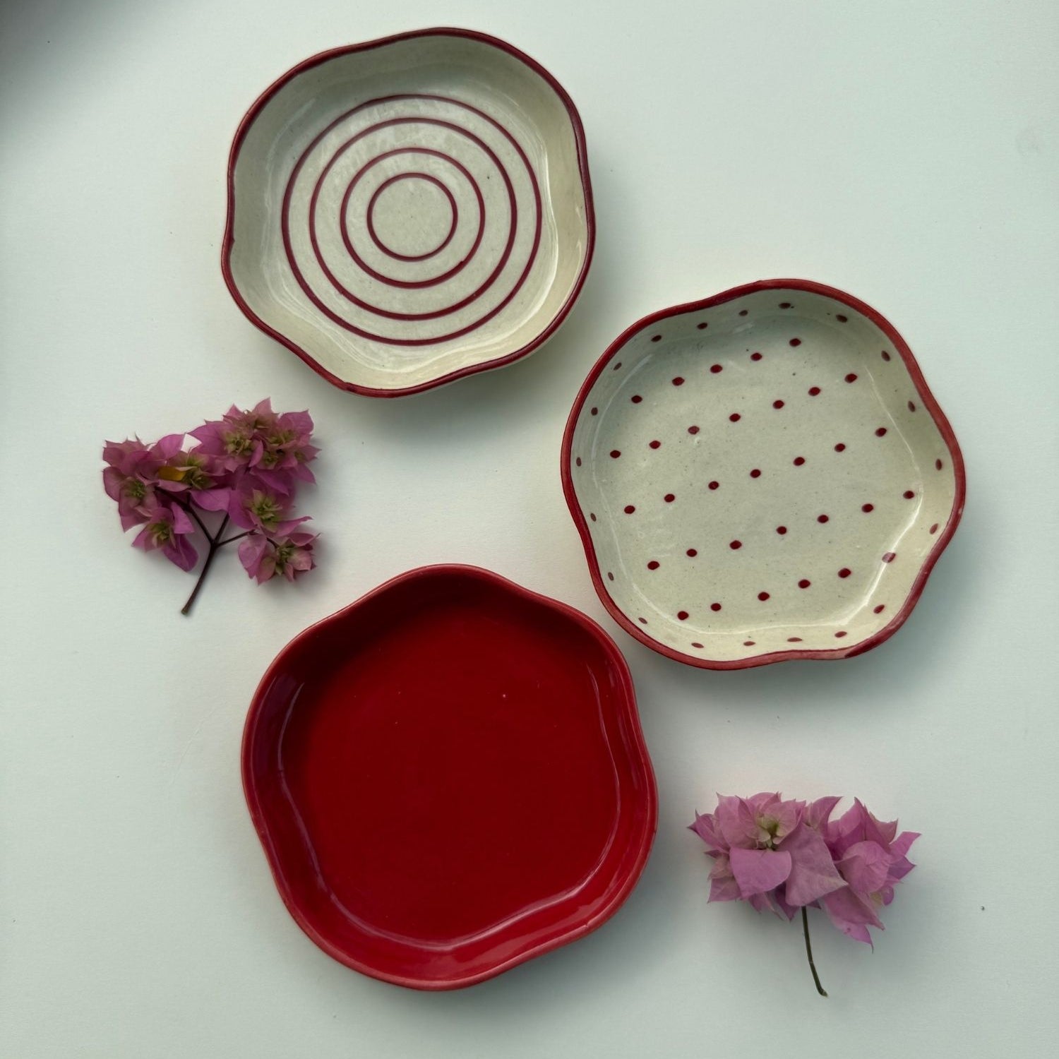 Set of 3 - Treaty treat Dessert Plates combo handmade in India