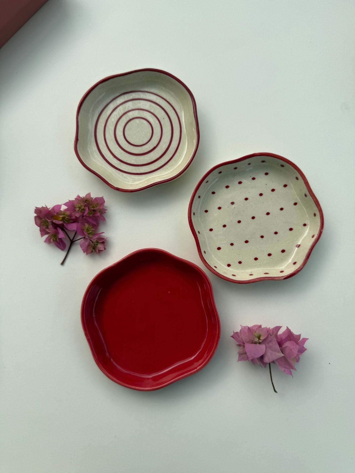 Set of 3 - Treaty treat Dessert Plates combo handmade in India