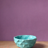 Handmade ceramic blue diamond bowl - small 