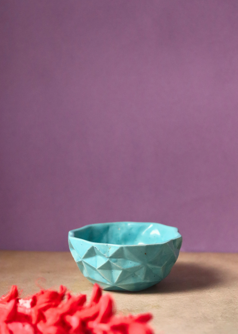 Handmade ceramic blue diamond bowl - small 