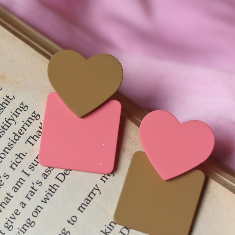 handmade Heart Square Earrings