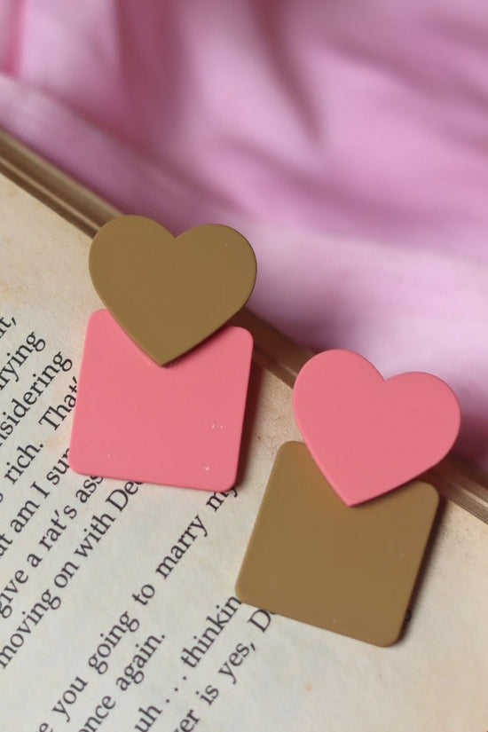 handmade Heart Square Earrings