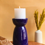 Royal Blue Pillar Candle Holder - Large made by ceramic