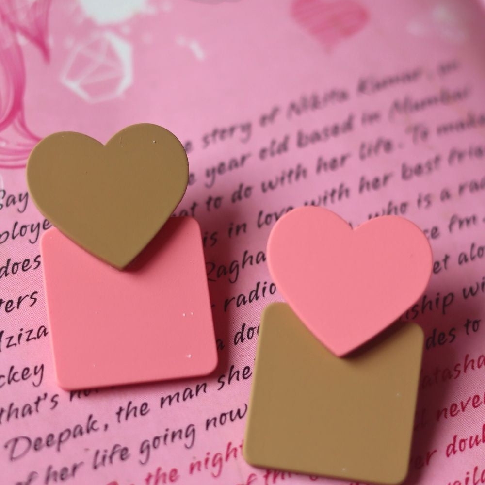 Heart Square Earrings handmade in India