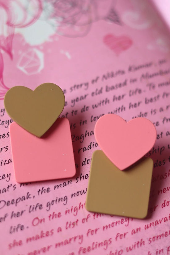 Heart Square Earrings handmade in India