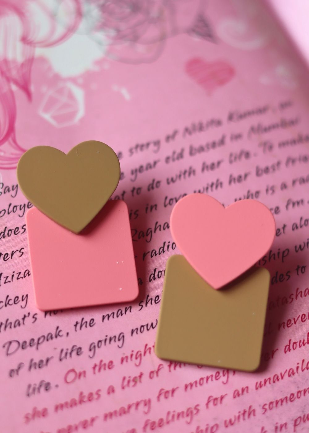 Heart Square Earrings handmade in India
